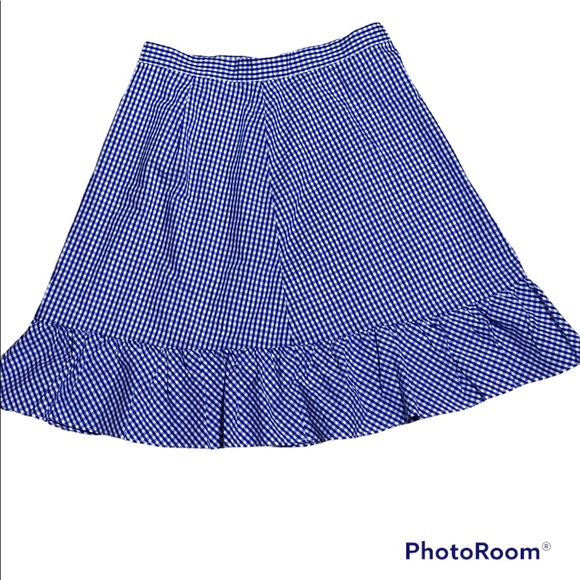The Limited 2P Blue Gingham Flounce Hem Mini Skirt Coquette Preppy - Picture 2 of 2